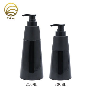 Quality 200ml 250ml PET black shampoo pump empty bottle factory