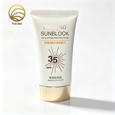 Quality 50ml Empty Oval PE Squeeze Tubes Sunscreen Cosmetic Packaging Tube With Glossy Gold Cap factory